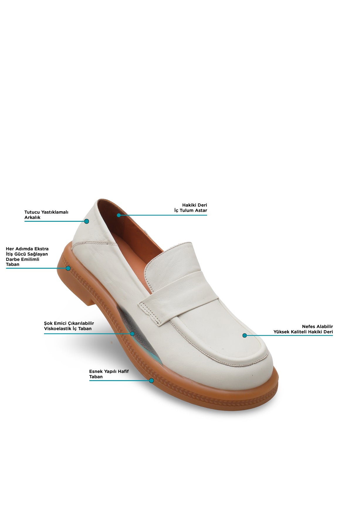 Kadın Varis Ayakkabısı – Günlük Loafer Konfor Model 105050 (Kırık Beyaz) | Handarte × Dr. Mery