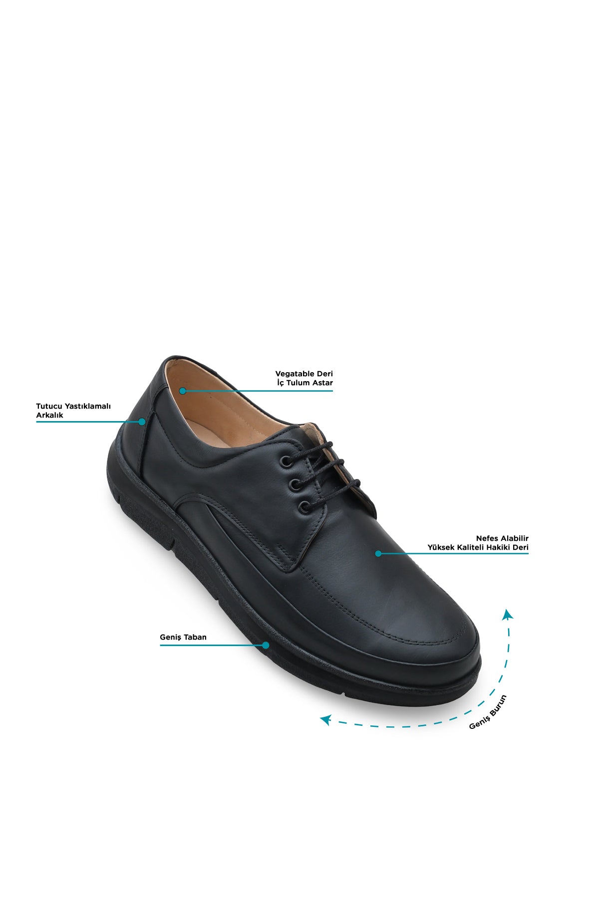 Erkek Diyabet Ayakkabısı – Bağcıklı Geniş Burun Konfor Modeli D827040 | Handarte × Dr. Mery