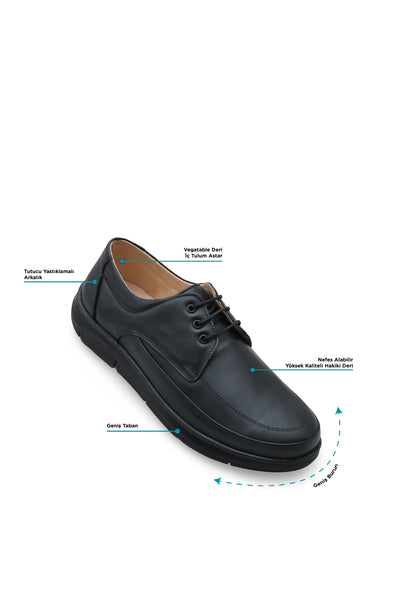 Erkek Diyabet Ayakkabısı – Bağcıklı Geniş Burun Konfor Modeli D827040 | Handarte × Dr. Mery